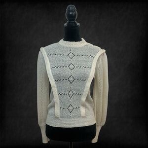 Alberoy Women's M Vintage Knit Cream Sweater Balletcore Feminine Coquette Church